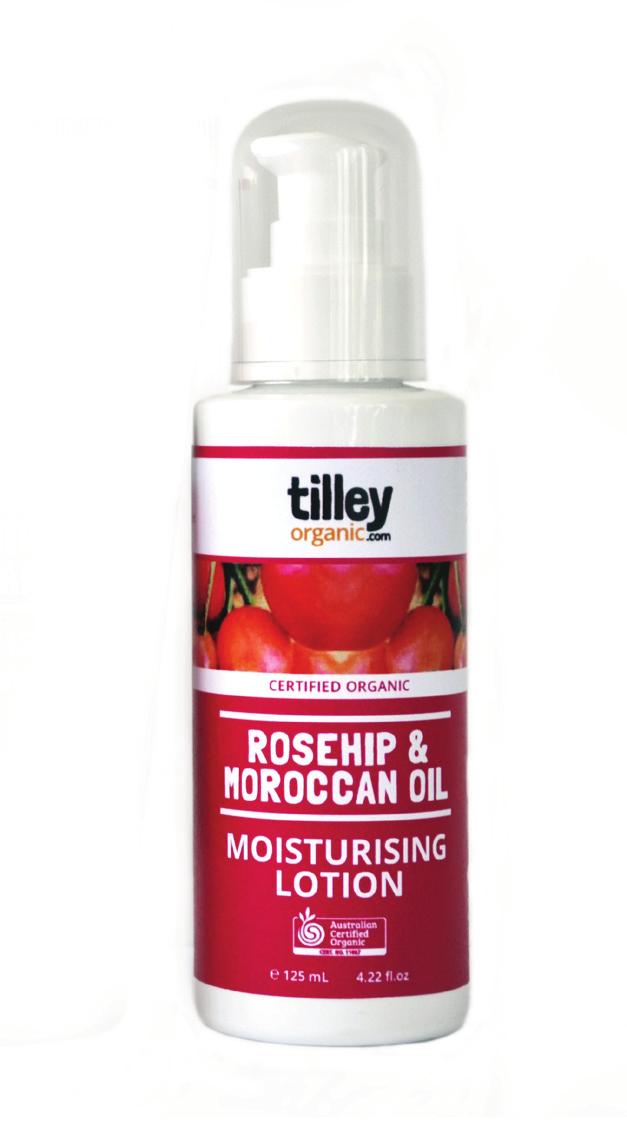 Tilley Organic Rosehip Beauty Organic Rosehip & Moroccan oil Nourishing Moisturiser 125mL $19.95 RRP Bio active Organic Moisturiser with Certified Organic Rosehip oil and Moroccan Oil.