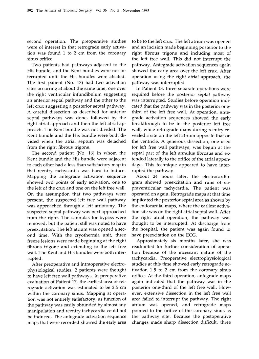 592 The Annals of Thoracic Surgery Vol 36 No 5 November 1983 second operation.