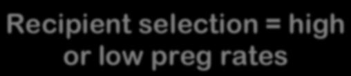 Recipient selection = high or low preg rates