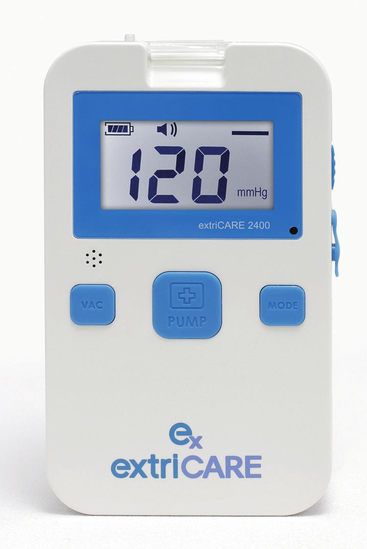 extricare 2400 Negative Pressure Wound Therapy (NPWT) System The FDA-cleared and Medicare-reimbursable extricare 2400 Negative Pressure Wound Therapy (NPWT) pump features portability for patients.