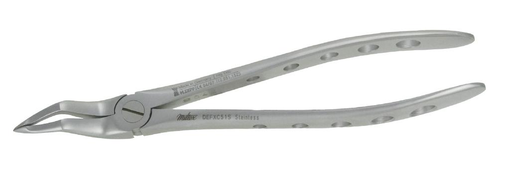 tapered to allow deeper access in the tooth socket Unique Ergonomic Handle Smooth handle with