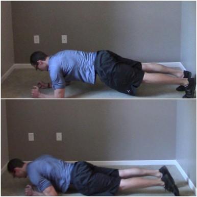 Rocking Planks 1. Get in the plank position with your forearms on the floor facing forward, core tight, and back straight. 2.
