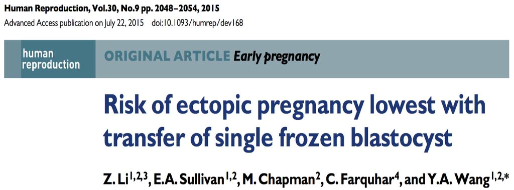 Clinical arguments that challange this view Reduction of the ectopic pregnancy risk SUMMARY ANSWER: The lowest risk of ectopic