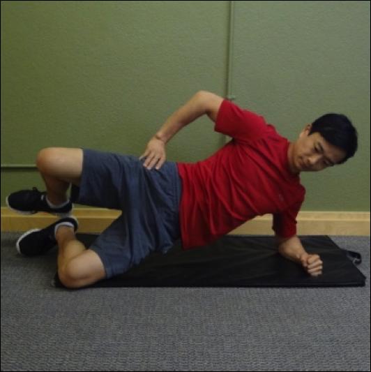 Tips: Place a hand on the top hip to get a better sense of stability and alignment. Repeat times for sets.