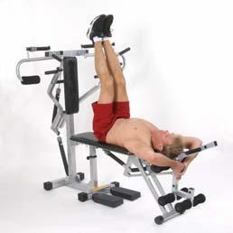 5. Standard reverse crunch (easier) abdominals (stomach) and transverse abdominals (lower stomach) Starting position begin the exercise lying on the bench;