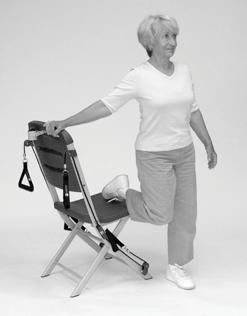 Quadricep Stretch Goal: To stretch the front of thigh. 1. Stand at right side of chair. Face away from chair and hold Balance Bar for support. 2.