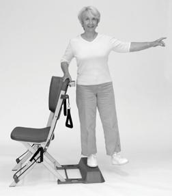 Hold the Balance Bar for support. 2. Place your right foot on the Health Step, with the knee bent (). 3.