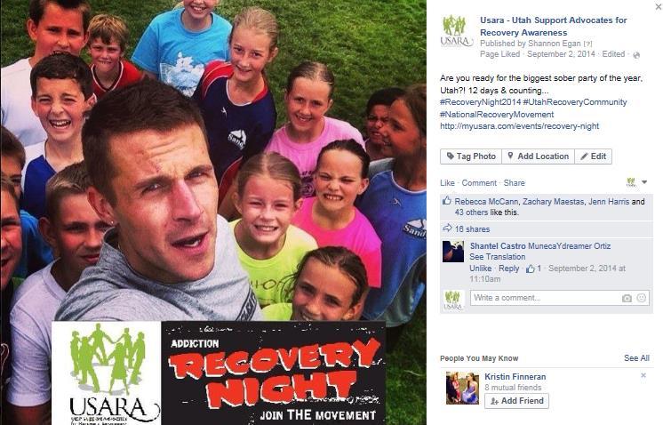 Selfie Example #1: Ian Acker, USARA s Recovery Night event host,