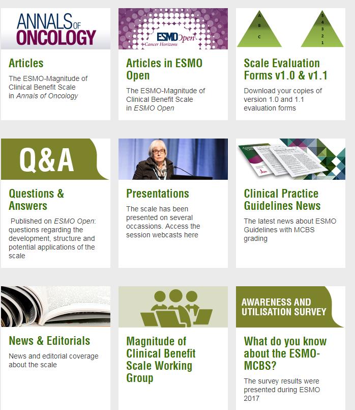 ESMO WEBSITE AND INFORMATION The ESMO-MCBS Section on the ESMO website is kept up to date The most current evaluation Forms and instructions can be found there also
