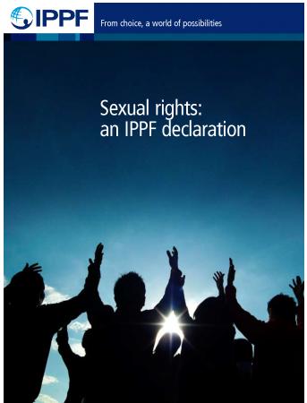 2008: IPPF s declarati sexual rights Sexual rights are huma rights, related t sexuality Cstituted by a set f etitlemets related t sexuality They emaate frm the rights t freedm,