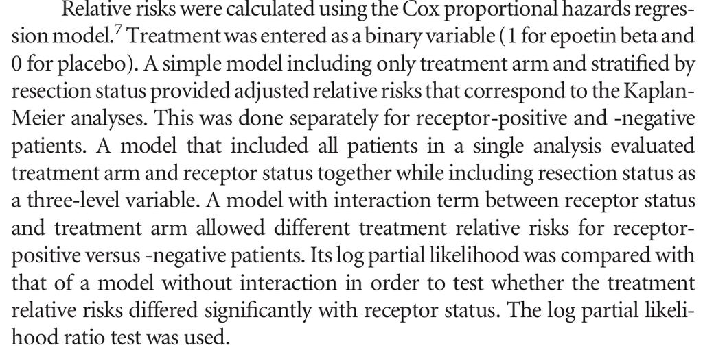 Results from Henke et al. (2006) The epo receptor status! New biomarker?