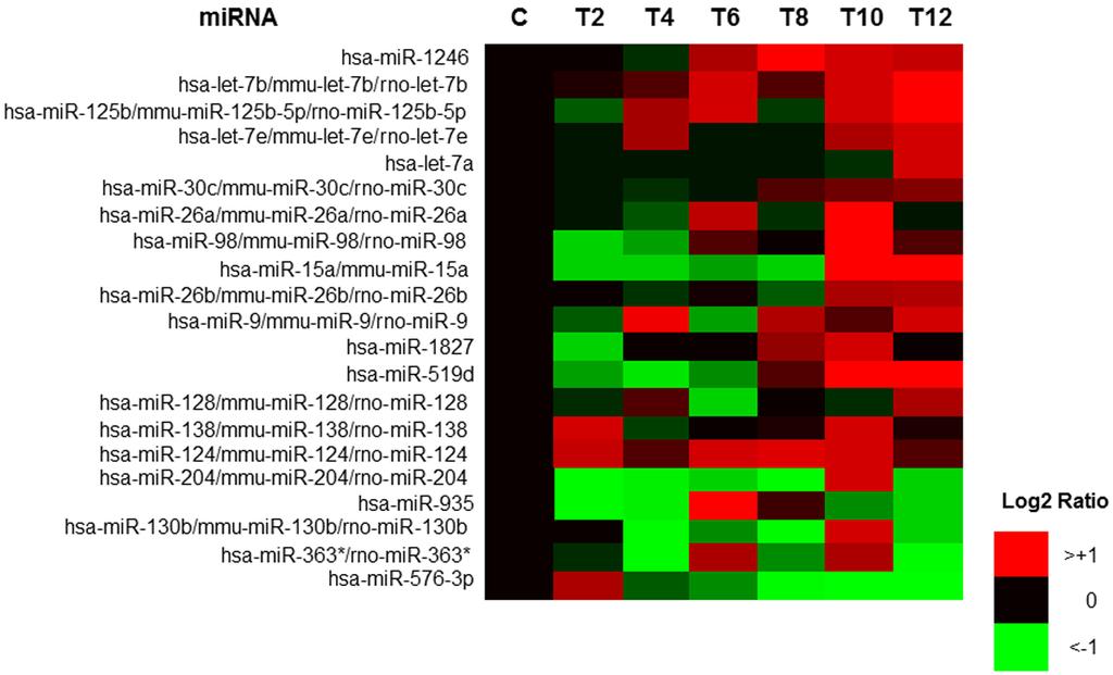Figure 1. Heatmap of expression profile of mirnas in rabbit brain during the progression of Alzheimer s disease.
