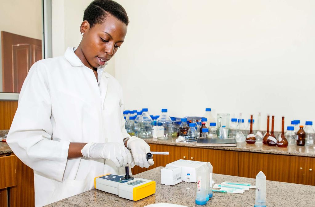 Brenda Ayebare of UIRI tests salt samples for iodine using the icheck machine. governments in the ECSA region to develop a regional monitoring and evaluation system.