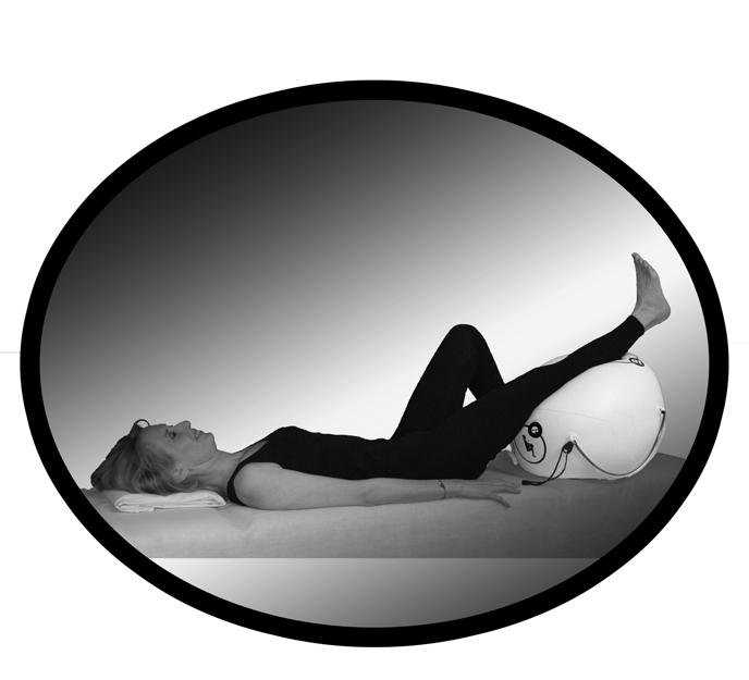 QUADRICEPS pillow or a rolled towel, knees comfortably bent, feet 2. Place the OsteoBall beneath your right knee. 3. Assume a chin-in, pelvic pinch position. 4. Take a deep breath. 5.