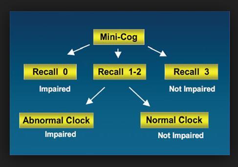 Mini-Cog 5-point test three-word recall clock drawing