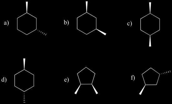 examples. They do, however, seem to like showing up in organic chemistry exam questions. Example 3.12 Exercise 3.12: Which of the molecules shown below are meso? Which are chiral?