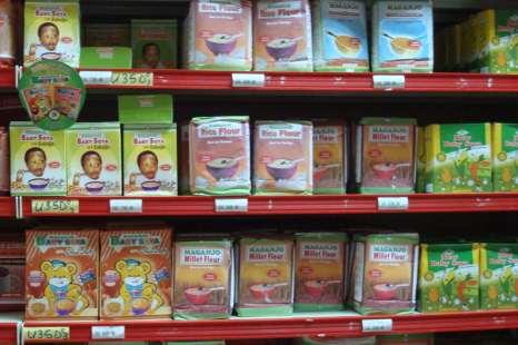 To test the applicability of the Ghana and Mali experience in Uganda, six samples of locally-produced complementary infant foods were obtained at the Uchumi Supermarket in the Garden City Mall on