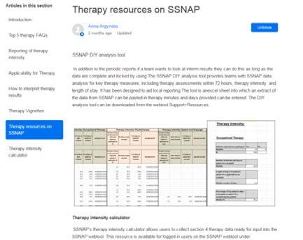 Therapy resources on SSNAP 7. Therapy intensity calculator. https://ssnap.zendesk.