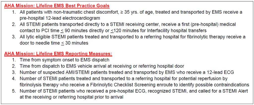 Nebraska Mission: Lifeline EMS STEMI Guideline #6 NE Mission: Lifeline goals will result in better outcomes for STEMI Patients