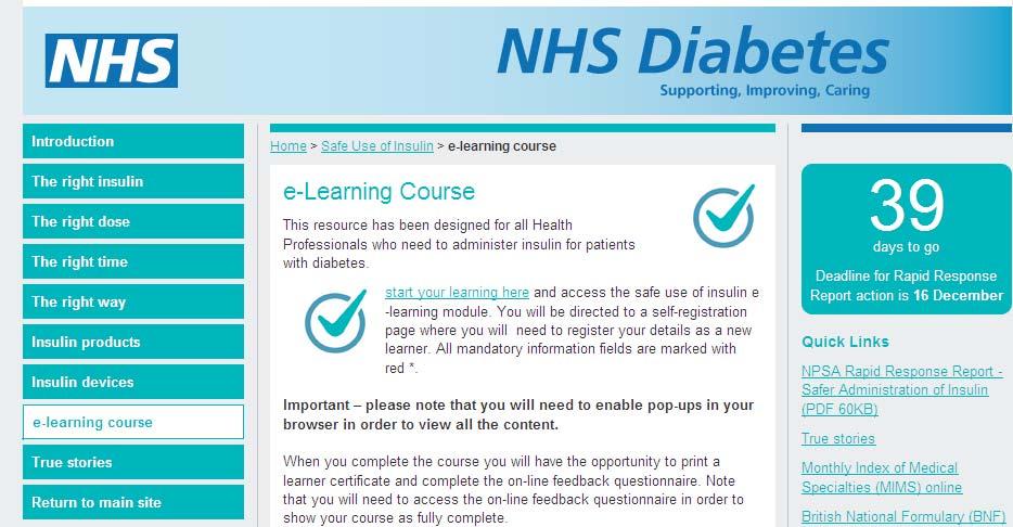 Safe use of insulin e-learning course www.