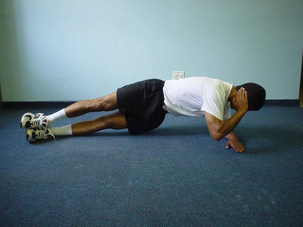 Exercise No 37: Side Lift-hold and Twist Lift body off the floor balancing it on forearm and inside foot External obliques, internal obliques.