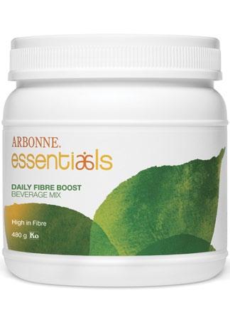Arbonne Essentials Daily Fibre Boost Servings Per Package 30 Serving Size 16 g (per scoop) Average Quantity per Serving per 100g Energy 130 kj 810 kj Protein 0 g 0 g Fat, total 0 g 0 g Saturated 0 g
