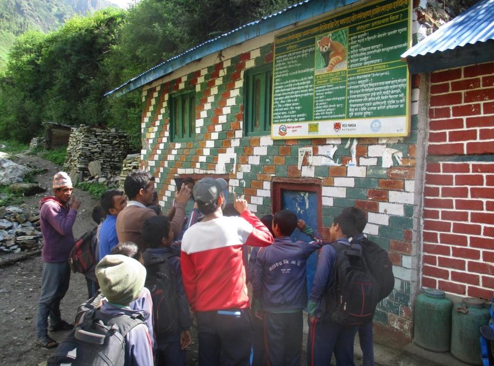 Conservation Boards Information boards with red panda and environmental conservation messages were produced and installed in strategic locations in all three districts (6 in Kalikot, 7 in Jajarkot