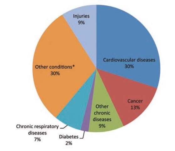 Leading Causes of Death Globally Source: World Economic Forum & Harvard School of Public Health, 2011