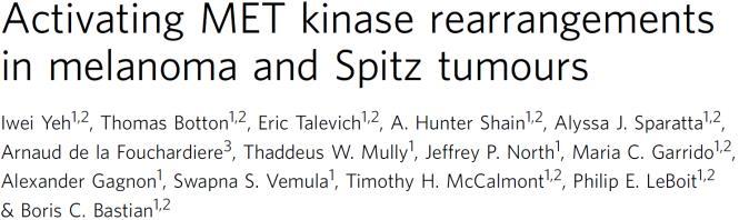 Translocation resulting in activating kinase fusions are frequent among Spitzoid lesions Early events in Spitzoid neoplasia seen across the spectrum Important oncogenic drivers Not sufficient for