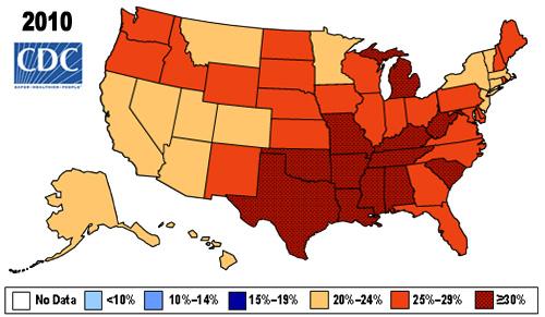Obesity Prevalence: US Adults 1990 1998 2008 No