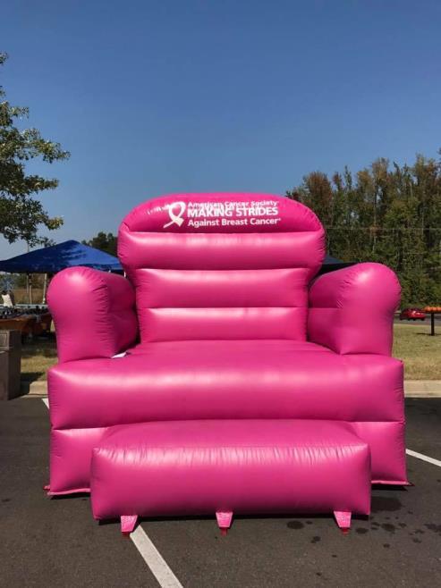 that travels with the Giant Pink Chair throughout the community, including the kickoff and walk day Company name on all print collateral materials (posters and brochures Deadline 5/11) the sponsors