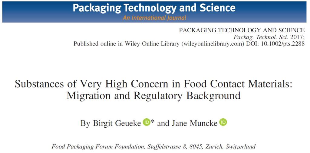Risk management: Conflicting regulatory landscape (2) Evidence of migration into food or food simulant available for