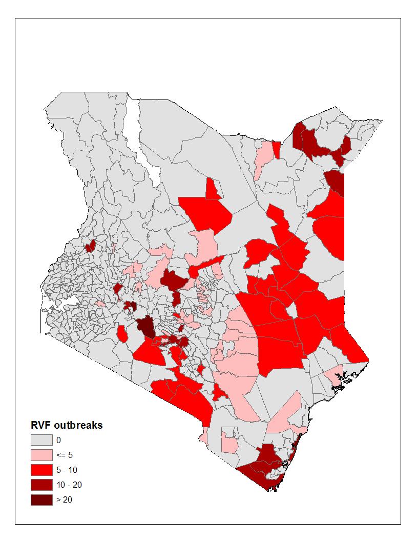 Risk Factors Divisions that have had RVF outbreaks in Kenya between 1912 and 2010 Proportion of divisions affected 18% 8% 16% 7% 14% 6% 5% 4% 3% 2% 1% Temporal distribution of RVF outbreaks: