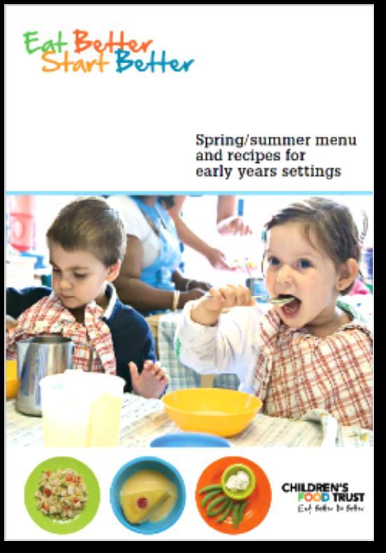 Revised menus for early years settings in England Public