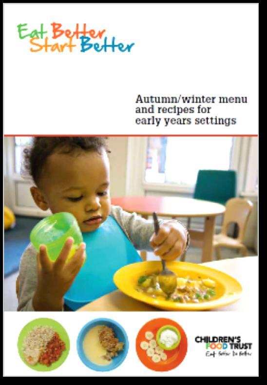 develop revised menus for early years settings in England,