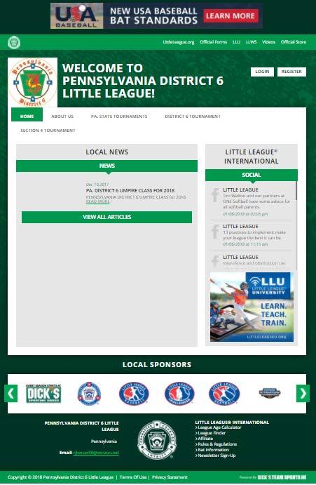 District Use of Technology District Website Information about leagues Information from Little League International Information about