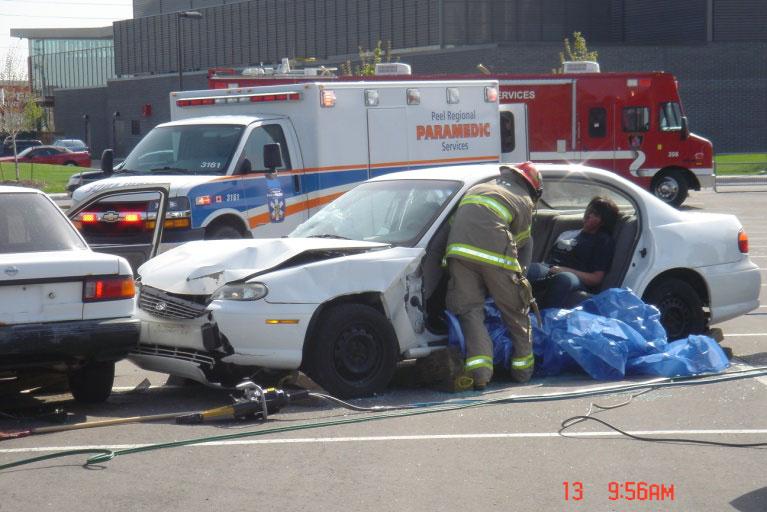 Vehicle Collision Rescue Simulation Rail Safety Promotion, Fletchers Meadow Recreation Centre, Canada Day.