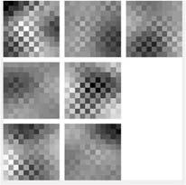 Fig. 7, which appear as pro-orientation selective characteristics. Fig. 7. Neuromorphic convolutional filters from Autoencoder, trained by 11x11 images for 7 hidden nodes Fig. 5.
