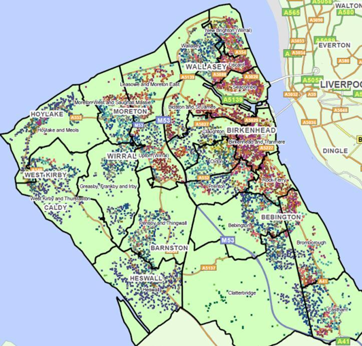 Appendices Figure 1: Mosaic Groups in Wirral compared to UK overall Map 1: Geographical distribution of Mosaic groups in Wirral As Figure 1 shows, Wirral is very different to the UK overall (UK