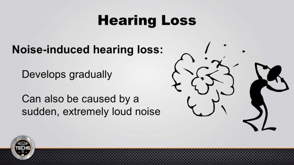 Typically, noise-induced hearing loss develops gradually, so you may not notice it.
