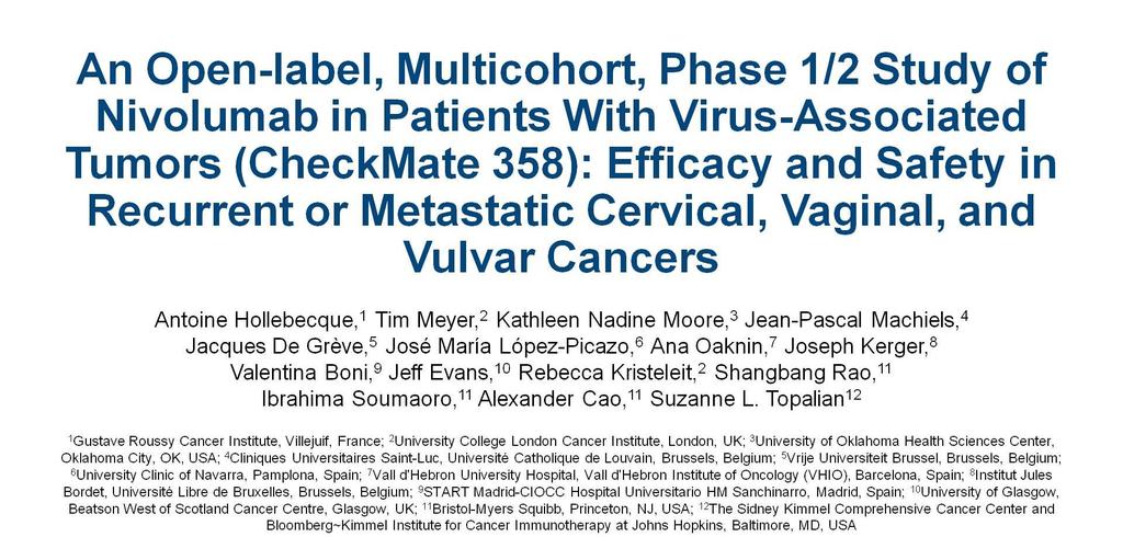 An Open-label, Multicohort, Phase 1/2 Study of Nivolumab in Patients With Virus-Associated Tumors (CheckMate 358): Efficacy and