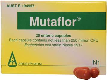 16,17 Relief and management of chronic constipation Examined and tested since 1917, MUTAFLOR Australia s only AUST R registered probiotic Strain specific modes of action - in vivo and in vitro