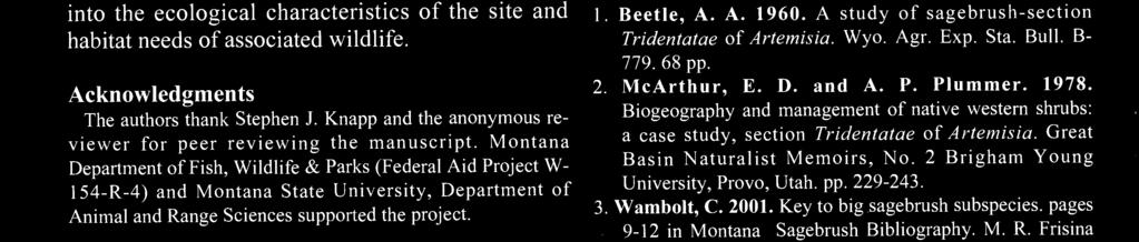 Wambolt, is Professor, Department of Animal and Range Sciences, Montana State University, Bozeman, MT 59717 2. 3. 4.