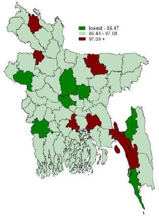 Accountability and Institutional Innovation in Bangladesh Page 30 Figure 2.5: Under-fove Mortality Rates by District, 2000 Source: World Bank 2005 Figure 2.