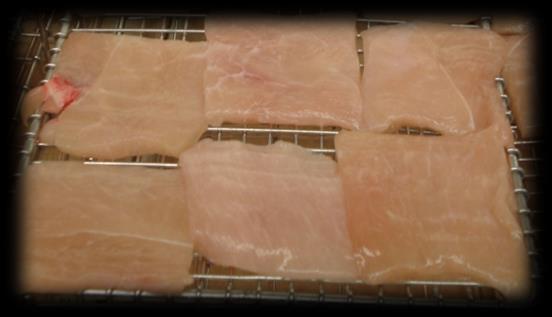 Tyson chicken breast purchased from Wal- Mart (different lots for each rep) Cut and rolled to a similar thickness
