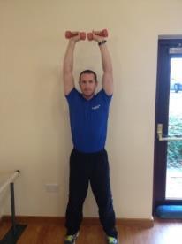 Shoulder Press Stand holding a pair of dumbbells just outside your
