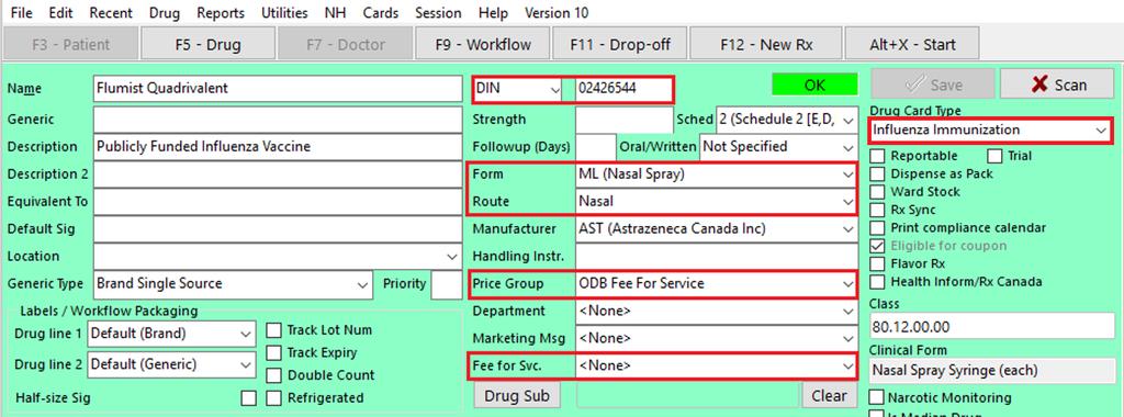 Flumist Quadrivalent - Pack Size 0.2 Before you begin setting up the drug card, ensure you have inactivated all duplicate drug packs in your system.