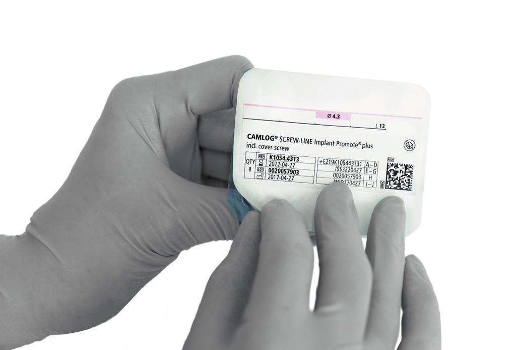 The four self-adhesive patient labels included with the blister, are intended for documentation purposes for example: Implant