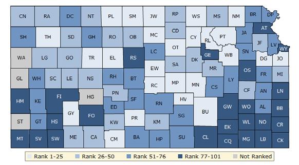 HOW DO COUNTIES RANK FOR HEALTH FACTORS?