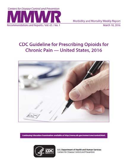 Clinical Guideline Strategy Issued by federal, state, and national organizations CDC Guideline for Prescribing Opioids for Chronic Pain United States, 2016 Prescribing
